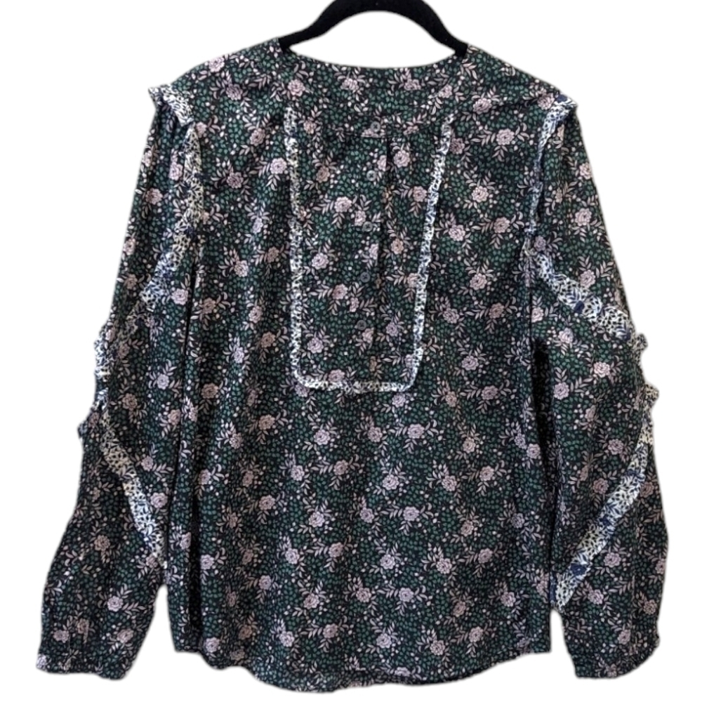 J. Crew x Liberty "Franklyn" Floral Ruffled Sleeve Button Up Popover Shirt (S)